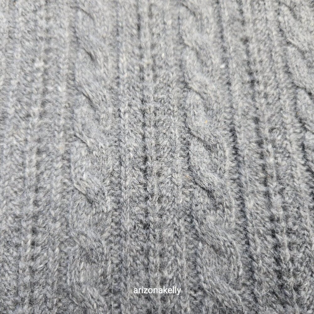 Lauren Ralph Lauren Lambswool Angora Scarf Cable Diamond Poinetlle Grey - Picture 13 of 14